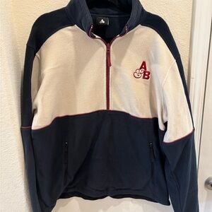 ABOVE AND BEYOND Half-Zip Fleece Pullover - Navy & Cream